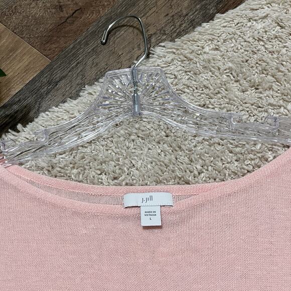 J.Jill Pearl Pink Linen 3/4 Sleeve Versatile Lagenlook Popover Leah Knit Sweater - Picture 2 of 5